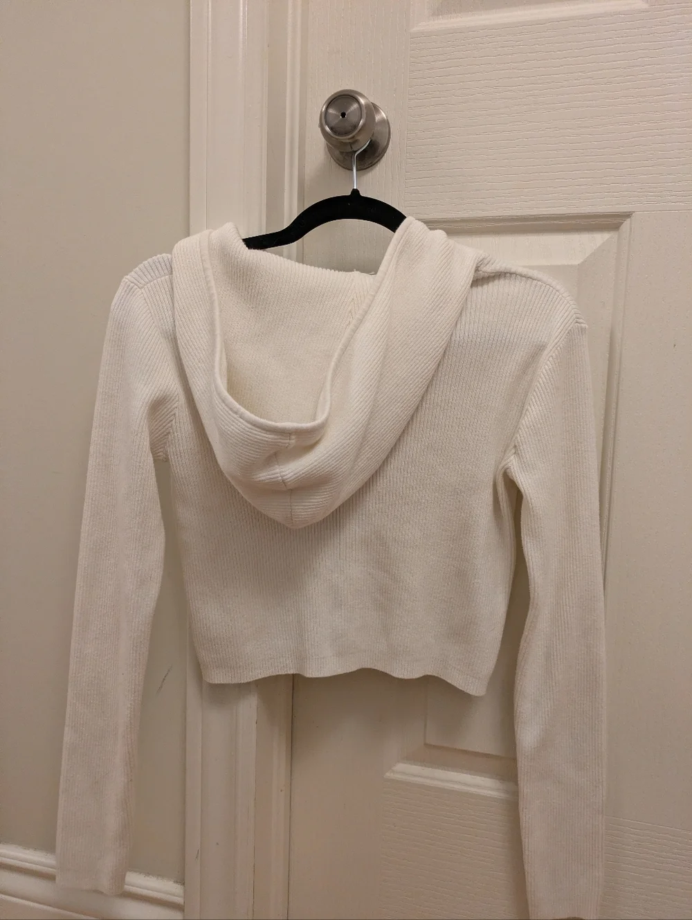 Brandy Melville Cream Ribbed Zip-Up Hoodie - Picture 2 of 4